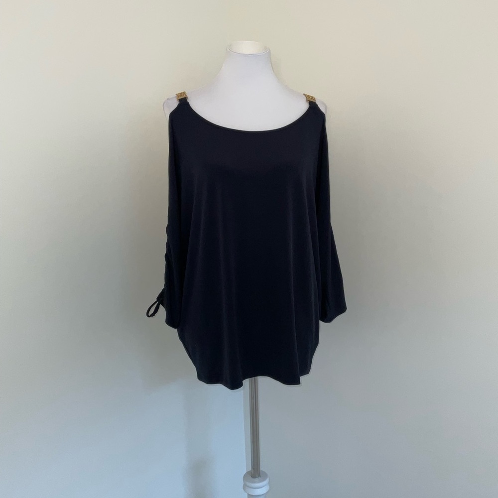 Michael Kors Navy Dark Blue Cold Shoulder Tunic Blouse